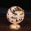 Green Rose Metal Globe Ashtray with Lid - Holiday Gift Decor - 3
