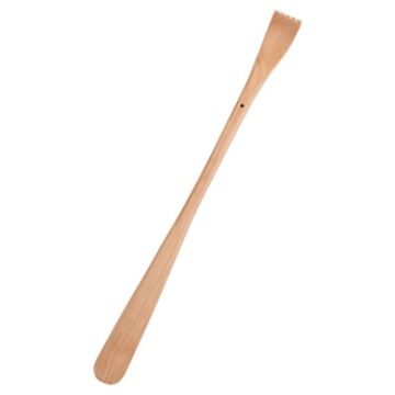 BQR01 Wooden Back Scratcher with Long Handle, Dual-use Massage Tool - 1