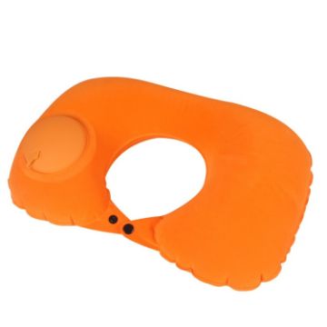 Inflatable Travel U-Shaped Neck Pillow, Flocked Orange U009-070 - 1