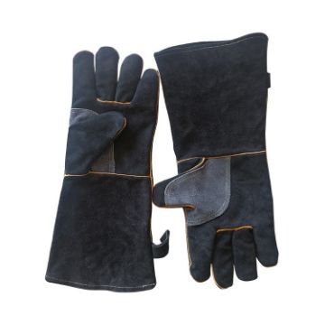 JJ-2002 Cut-Proof Leather Welding Gloves, 35cm - Black (1 Pair) - 1