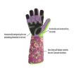 Stab Resistant Gardening Gloves, Pink, Extended Wrist, Print Sleeve - 3