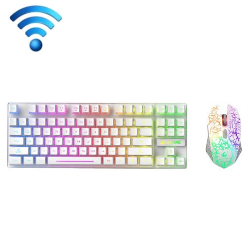 ZIYOU LANG T87 White Luminous Wireless Gaming Keyboard & Mouse Set - 1