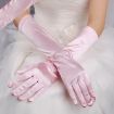 Satin Long Pink Vintage Bride Wedding Gloves Sunscreen 1 Pair - 1
