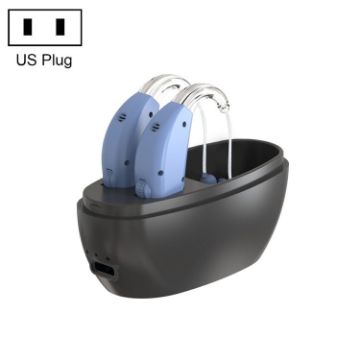 Elderly Hearing Aid Sound Amplifier, US Plug, Blue/Black Charging Bin - 1