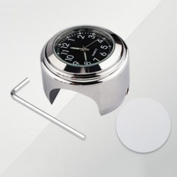 Silver Shell Black Background Motorcycle Handlebar Clock - 1