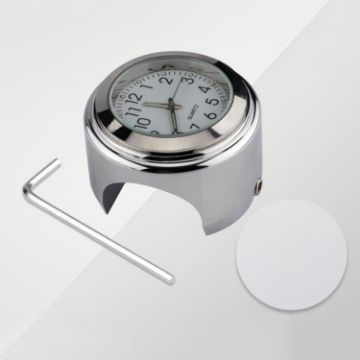 Silver Shell White Background Aluminum Alloy Motorcycle Clock - 1