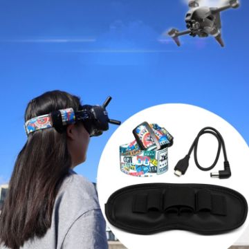 FPV Goggles V2 Strap Set: Headband, Power Line, Pad, Graffiti Style - 1