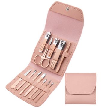 12 In 1 Pink Nail Art Tool Set - Clippers & Dead Skin Scissors - 1