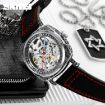 SKMEI 9271 Red Waterproof Mechanical Watch, Leather Strap - 6