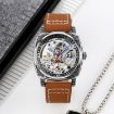 SKMEI 9271 Green Leather Strap Waterproof Mechanical Watch - 3