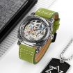 SKMEI 9271 Green Leather Strap Waterproof Mechanical Watch - 5