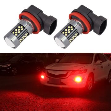 H11 12V 7W Strobe LED Fog Light Pair - Red - 1
