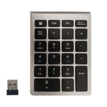 Wireless Mini Keyboard BT304, 22 Keys, 2.4G, Silver Black Laptop Accessory - 1