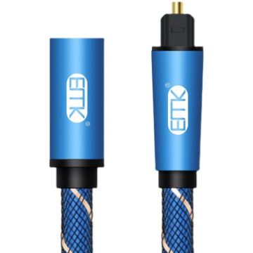 EMK 3m Blue Male to Female SPDIF Optical Audio Extension Cable - 1