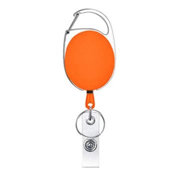 68cm Retractable Zinc Alloy Badge Reel Lanyard Holder (Orange) - 1