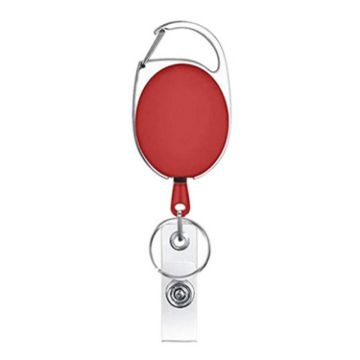 Retractable Red Badge Reel Lanyard ID Card Holder, 68cm Zinc Alloy - 1