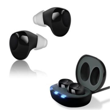 Black TWS In-Ear Hearing Aid Headphones for Elderly - 1