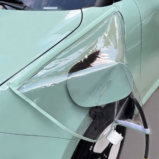 Green Magnetic Transparent Electric Vehicle Charging Port Cover - 1