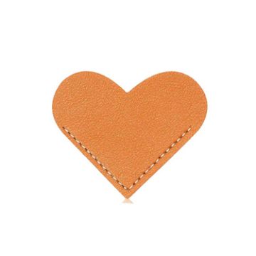 Mini Student Library PU Leather Heart Bookmark (Light Brown) - 1