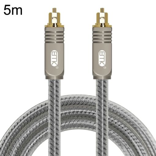 EMK YL/B 5m Transparent Gray Optical Fiber Audio Cable - 1