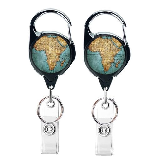 Vintage Compass Map Retractable Badge Reel Holder 2pcs 65cm - 1