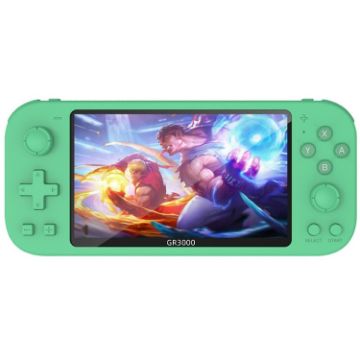 RG3000 Green Mini Handheld Game Console with Double Handle Support - 1