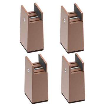 Adjustable Furniture Feet, 4pcs/set, 100mm High, Brown Plywood, 10-37mm - 1