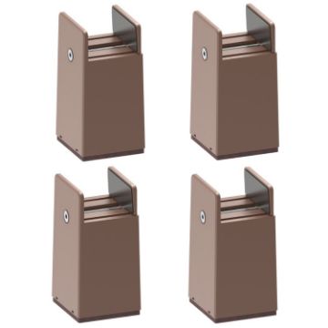 4pcs Adjustable Furniture Heightening Feet Pads, 100mm, Brown Plywood - 1
