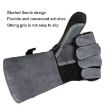 Cowhide BBQ Gloves 16" Anti-hot Welding Protection Gray Black A2415 - 4