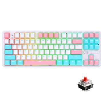 Ajazz K870T Pro 87 Key RGB Mechanical Keyboard Red Shaft (White) - 1