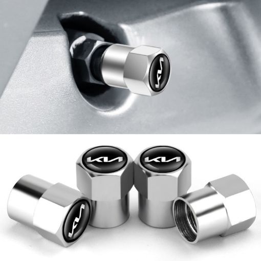 KIA KN Car Tire Valve Cap Set, 12pcs Metal Silver - 1