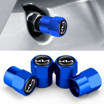 KIA KN Car Tire Valve Core Decorative Metal Caps 3sets/12pcs Blue - 1