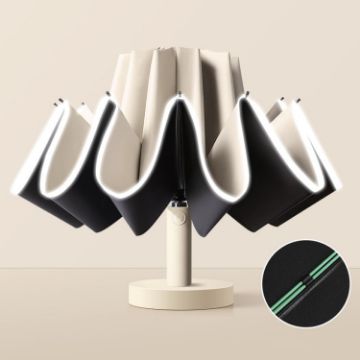 Beige 20 Bone Reverse Folding Automatic Sunshade Umbrella - 1