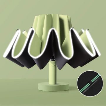 Matcha Green 20 Bone Automatic Folding Sunshade Umbrella - 1