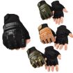 Children's Army Green Half-Finger Gloves for Skating & Riding - 5