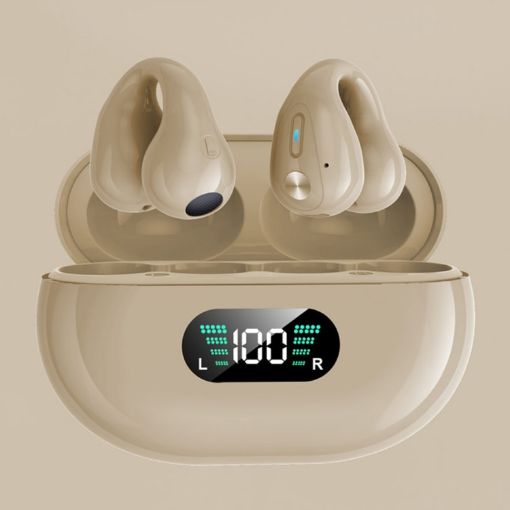 Q80 TWS Wireless Earclip Bone Conduction Headphone - Khaki - 1