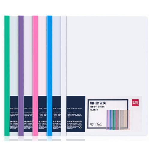 Deli 5538 A4 File Folders, 10pcs, Transparent Cover, Random Colors - 1