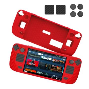 JYS JYS-SD011 Steam Deck Case Set: Silicone Case & Stickers (Red) - 1