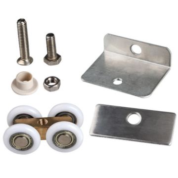 Brass Bearing Shower Wheel Pulley with Track, Model: Pulley+Screw+Clamp - 1
