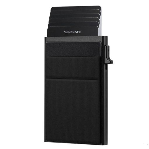 Slim Pop Up RFID Blocking Metal Wallet & Card Holder (Black) - 1