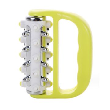 Curved Yellow Handheld Five-row Iron Roller Massager - 1