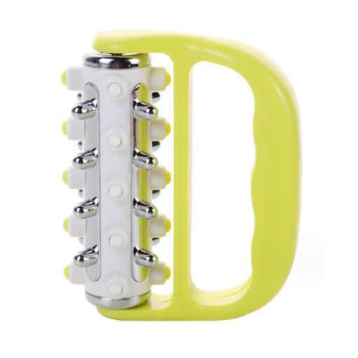 Curved Yellow Handheld Five-row Iron Roller Massager - 1