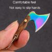Colorful Wood Laser Pattern Mini Knife Keychain with Holster - 5
