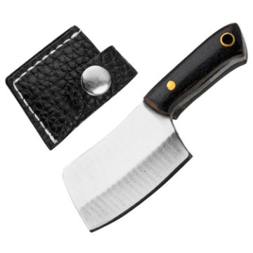 Mini Knife Keychain with Holster, Black Handle Sanding Model - 1