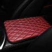Red PU Leather Glitter Car Armrest Console Cover Mat 32x19cm - 2