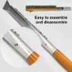 21" Wooden Handle Pizza Oven Brush with Copper Bristles & Scraper - 5