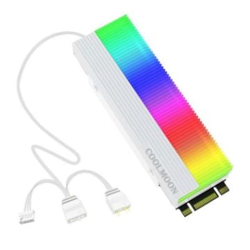 COOLMOON CM-M2A M.2 2280 SSD Cooler 5V ARGB Heatsink (White) - 1