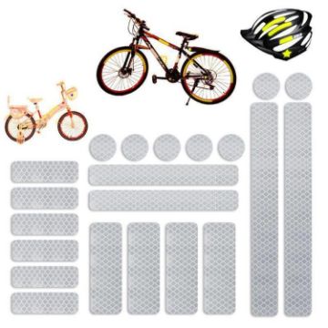21-In-1 Electric Bike Reflective Safety Stickers (White) - 1