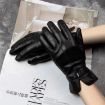 Women's Windproof Wool Fleece Lined Touchscreen Gloves, Red, Size L - 6