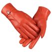 OZERO Women's Orange Red Sheepskin Gloves, Fleece Lined, Size M - 1